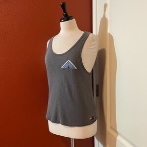 Aviator Nation Women’s Gray Blue Distressed Pyramid Striped Raw Edge‎ Tank Top